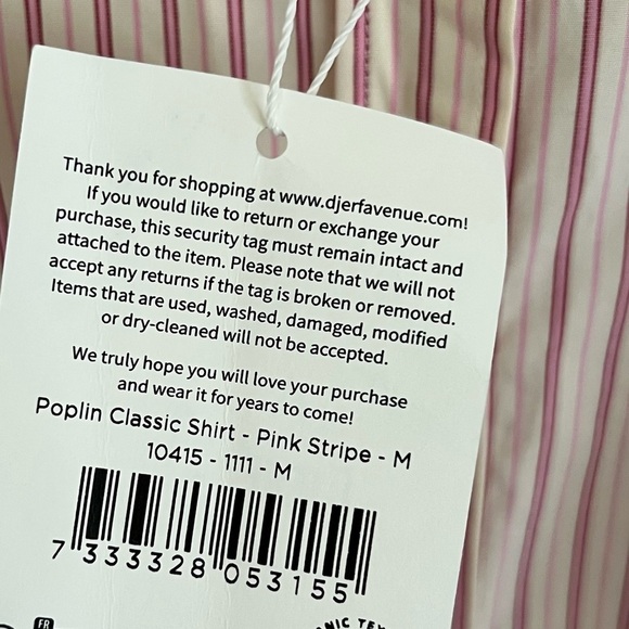 Djerf Avenue Poplin Classic Shirt Pink Stripe NWT Medium - Picture 9 of 9